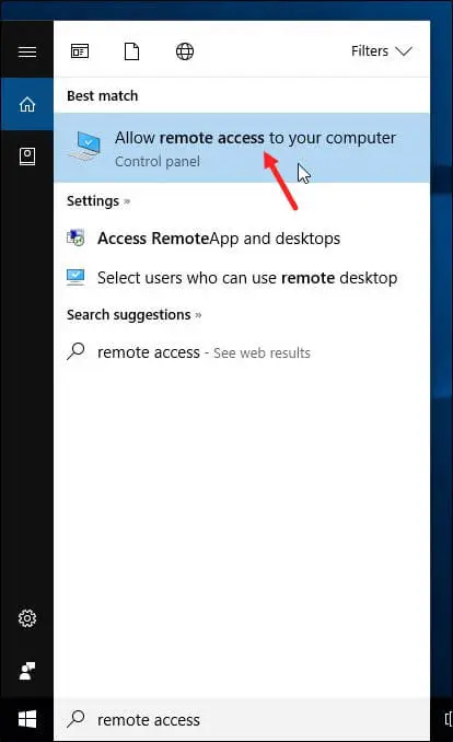 Turn on Remote Desktop in Windows