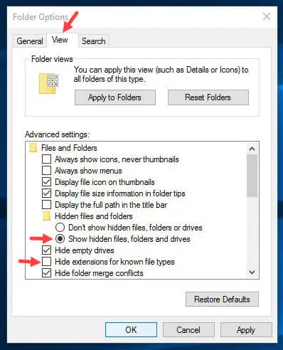 Show File Extensions Windows
